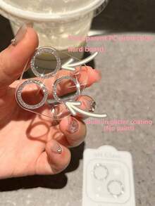 1件裝奢華亮片相機鏡頭保護膜，適用 16 Pro Max Plus 15 14 5G，Apple 時尚多巴胺糖果色亮片鏡頭貼膜 - 銀色 - 查看 5