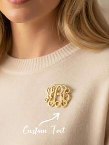 Personalized Initial Brooch, Customized Letter Brooch, Gold & Silver Name Brooch, Bridesmaid Gift, Wedding Party Jewelry - Multicolor - View 6