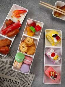 2pcs Appetizer Tray Set, 3-Tier Reusable Stackable Divided Serving Plates, Rectangular Separate Compartment Plates, Suitable For Restaurant Kitchen Candy - View 6