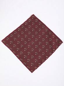 Burgundy Bird Print Pocket Square, Men Formal Business Wedding Suit Breast Pocket Accessory - Burgundy - View 4