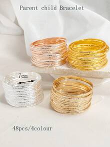 12pcs Delicate Fashionable Unique Design Versatile Curved Rhombus Stackable Thin Bracelets - Multicolor - View 15