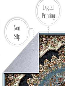 Digitally Printed Non-Slip Washable Runner And Area Rug Living Room Carpet, Modern Design | Modern, Scandinavian, Bohemian And Classic Styles | 100% Polyester - Blue - View 2