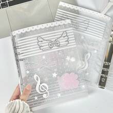 1pc A5 Transparent Diagonal Stripe Loose-Leaf Notebook, Clover Musical Note Wing Elements Design, Sticker Storage Book, A5 Loose-Leaf Binder, PP Transparent Inner Page Refill, K-Pop Photo Album, FEINIBOOK Suitable For Photo Album, Scrapbook, Sticker Book, Planner Material Storage, Time Planning Book, Savings Book, Notebook And Other Learning Stationery, New Semester Supplies, Back To School Season - Loose-leaf Book - View 2