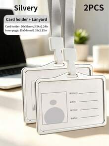 2/6 Sets Multicolor Aluminum Alloy ID Card Holders With Lanyards, Double-Sided Transparent Window Badge Holders, Suitable For Office Staff, Teachers, Nurses, Exhibitions, Back To School, Campus, Events, Detachable Lanyards - Multiple Specifications - View 14