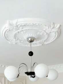 PU Decorative Ceiling Medallion, For Light Fixtures And Ceiling Fans, White - A - View 4
