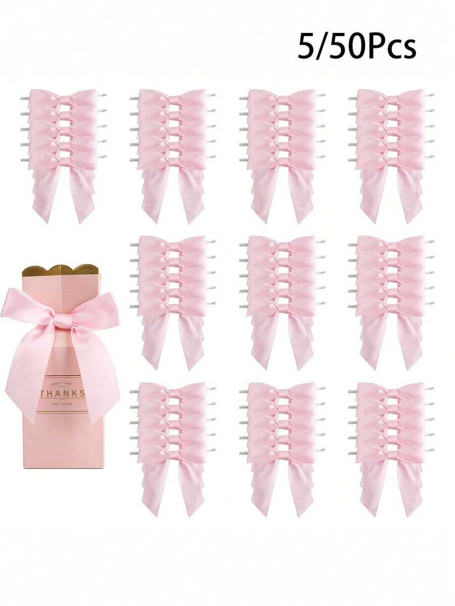 5/50pcs Multi-Color Twisted Flower Decorative Bow Ribbon, Suitable For Gift Wrapping, Party Favors, Wedding Decoration And Handmade DIY, Gift Decoration Bow Ribbon - Multicolor - View 1