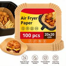 Air Fryer Paper Liners 20x20 Cm, Disposable Non-Stick Parchment Paper Inserts, Grease Resistant Baking Liners For Air Fryer, Oven, Microwave & Steamer - View 7