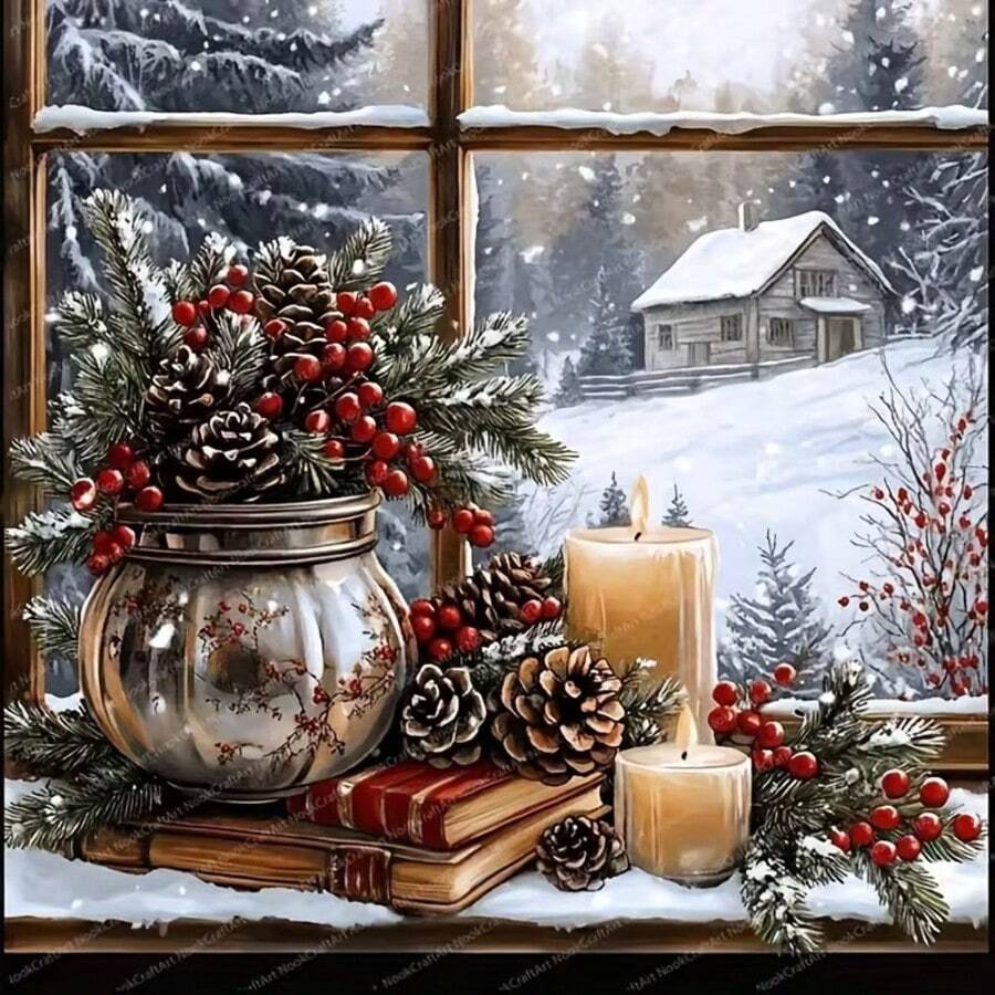 1PC DIY 5D Diamond Painting Kit Christmas Theme Pattern - Round Full Diamond Art Mosaic Craft, Home Wall Decor, Unframed - No Frame - View 1