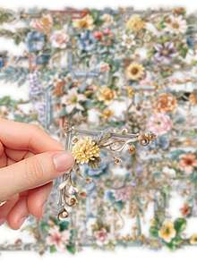 50 st transparenta blomramsklistermärken i PET-material, scrapbookingtillbehör med kreativ och estetisk design, lämpliga för mobilskal, surfplattor, bärbara datorer, telefoner, resväskor, bilar, anteckningsböcker, hjälmar, gitarrer, skateboards, förvaringsboxar och datorer - 50 st - Visa 5