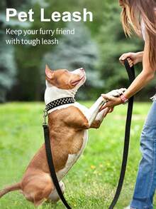 2pcs Adjustable Genuine Leather Pet Dog Collar & Leash Set, PU Leather Punk Rivet Spiked Dog Collar And Leash Suit, Cat Dog Pet Collar - Multicolor - View 6