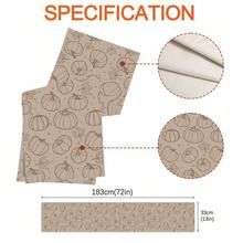 MEMNUN 1pc Minimalist Line Art Pumpkin & Maple Leaf Print Table Runner, Polyester Material, Light Brown Background With Line Maple Leaf Autumn Harvest Thanksgiving Long Table Decor Cloth, Printed Craft, Fall Decor, Table Decor, Home Decor, Kitchen Decor, Table Cloth Rectangle, Home Decor Living Room, Suitable For Daily Home Atmosphere Creation, Dining Table, Tabletop, Countertop Decoration, Home DIY And More - Multicolor - View 11