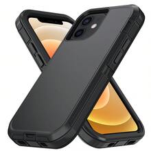 Heavy Duty Shock Resistant Phone Case For Galaxy/Apple, Matte Black Full Body Sturdy Protective Cover With Camera Protection - Black - View 109