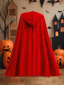 Tween Girls 2pcs Set Vintage Princess Dress & Cape With Ribbon, Velvet, Printed Satin Patchwork, Suitable For Halloween Party, Ball, Without Headband - Multicolor - View 8