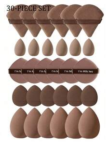 50-10pcs Combo Pack Makeup Sponge Set, Professional Sponge Wholesale, Stock Up Pack, Ultra Soft Concealer Sponge, Facial Makeup Tool, Suitable For Liquid Foundation, Powder, Toner - Coffee Brown - View 8