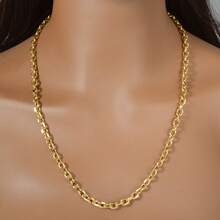 Simple 18K Gold-Plated Stainless Steel Men Women Interwoven Necklace For Daily Party Wear, Fashionable Versatile Chain - Gold - View 3