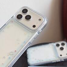 Funda de teléfono con elementos minimalistas de estrella, diseño minimalista de planeta colorido con borde, funda protectora compatible con iPhone 17 Pro Max, 16 Plus, 15 Plus, diseño minimalista único, cubierta antideslizante, regalo de cumpleaños de primavera - transparente - Ver 4