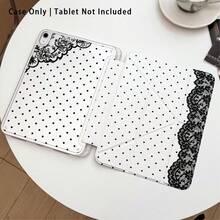Polka Dot Lace Pattern Painted Effect Tablet Protective Case With Stand, Compatible With Honor 8/9/10/X8/X8A/X9/X8Pro/X9Pro/ MatePad SE 11 Inch/MatePad 11 Inch/11.5 Inch/MatePad Pro And More/Apple 10th Gen/11th Gen 2025 (A16)/ Galaxy Tab A7/A9 And Other Popular Models - Style 17 - View 3