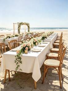 1pc Flat Rectangular Tablecloth - Stain Resistant & Wrinkle-Free Polyester Tablecloth, 150 X 259cm (Approx. 59 X 102 Inches) Suitable For Kitchen, Dining, Party, Wedding Indoor And Outdoor Use (Ivory White) - Ivory White - View 11