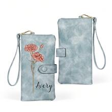1 buah Dompet Bunga Kelahiran yang Dipersonalisasi, Dompet Panjang Kulit PU dengan Nama Kustom, Dompet Clutch Wanita dengan Resleting, Gaya Retro, Hadiah untuk Ibu, Istri & Teman - MultiWarna - View 18