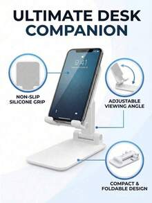1pc Adjustable Foldable Desktop Phone Stand, Non-Slip Silicone Pad Phone Base, Portable Phone Holder, Suitable For Office Desk, Home, Office, Bedroom, Video Calls, Watching Movies, Random Color And Style - Phone Stand - View 3