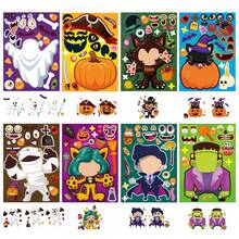8/16pcs Stiker Anak DIY Karakter Kartun Halloween, Gambar Vampir & Hantu, Mainan Puzzle Interaktif Orang Tua-Anak, Buat Desain Wajah, Pengembangan Otak, Hadiah Pesta Liburan, Stiker Kemasan Hadiah, Mainan TK, Dekorasi Rumah, Cocok untuk Meja, Buku Catatan, Balon, Koper, Kulkas - Warna campuran - View 2