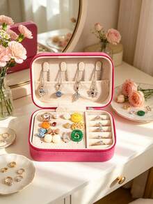 1pc Large Capacity Jewelry Box, Jewelry Storage Box, Multi-Functional Jewelry Display Box, Portable Travel Jewelry Box, Travel Essential, Perfect Gift For Women - Multicolor - View 5