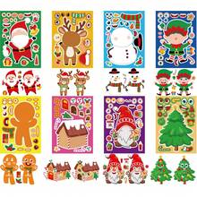 8/16/24pcs Christmas DIY Stickers - Design Your Own Snowman, Christmas Tree And Santa Claus Scenes, Interactive Puzzle Toy To Promote Brain Development, Children's Party Gift, Gift Wrapping, Classroom Activity, Christmas And Holiday Gift - Mixed Color - View 2
