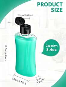 100ml Flat Travel Bottle With Flip Cap And Funnel, PET Plastic Leak-Proof Squeeze Bottle, Suitable For Shampoo, Lotion, Body Wash, Refillable Cosmetic Dispenser Bottle, Travel Toiletries And Beauty Essentials, Transparent - Multicolor - View 3
