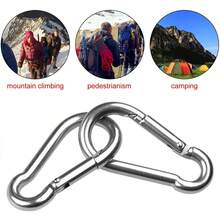 2pcs Carabiner Clip Stainless Steel Climbing Holder Hook Lock - Standard Spring Snap Hook - View 6