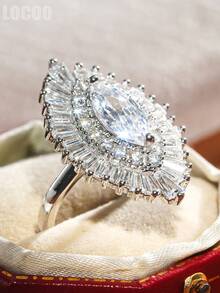 1pc Elegant Cubic Zirconia Ring For Women, Wedding Engagement Party Jewelry, Valentine's Day Gift - 1# - View 4