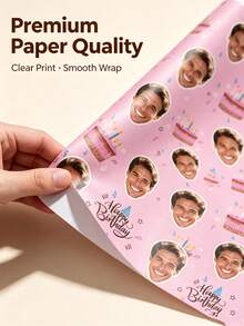 Custom Face Wrapping Paper Personalized Gift Wrap Roll With Photo Custom Present Wrapping Paper For Birthday Anniversary Wedding Groom Graduation Retirement Funny Novelty Party Supplies DIY Face Wrapping - Multicolor - View 4