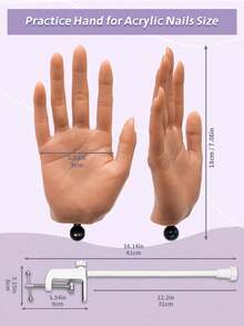 Acrylic Nail Practice Hand, Realistic Silicone Model Hand, Flexible Fingers, Suitable For Acrylic Nail, Gel Nail Polish Training, Complete Nail Art Beginner Practice Hand - Gold - View 4