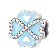 1pc Light Blue Murano Pendant Bead, Silver-Plated Starfish, Four-Leaf Clover, Shell, Turtle, Butterfly Hanging Charm, Large Hole Design, Suitable For Bracelet, Handmade Jewelry Making, For Girls - Baby Blue - View 21