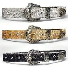 1 Piece Western Cowboy Style Belt - Gold - View 1