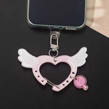 Cute Angel Wings Heart Keychain Lollipop Charm Sweet Phone Charm Bag Charm Y2K Aesthetic Accessory - Multicolor - View 4