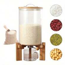 Vintoro Rice Dispenser Grain Container5L/7.5L Cereal Storage Dispenser With Valve - Airtight Glass Container For Rice, Grain & Dry Food, Transparent Body For Easy Content Check, Suitable For Kitchen Pantry Organization, Ideal For Storing Oats, Quinoa, Flour - Clear - View 5