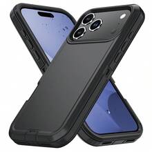 Heavy Duty Shock Resistant Phone Case For Galaxy/Apple, Matte Black Full Body Sturdy Protective Cover With Camera Protection - Black - View 15