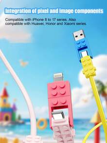 Kabel Pengisi Daya 240W (MAX) Gaya Blok Bangunan Empat-dalam-Satu, Kabel Data Pengisian Cepat Empat-dalam-Satu Gaya Tampilan Kelas Atas untuk Adaptor Daya. Ini adalah kabel data untuk iPhone Seri 14-18, Seri Pro, Pro Max, dan dapat digunakan dengan pengisi daya portabel. Kabel pengisi daya ini cocok untuk iPhone 18/17/16/15/14/13/12/11/XR/X/XS/PLUS/6s, S24/S23/S22/S21, dan model lainnya. - MultiWarna - View 12