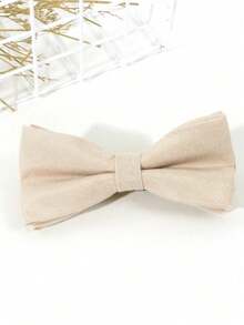 1pc Men's Fashion Solid Color Encrypted Bow Tie - Beige - View 6