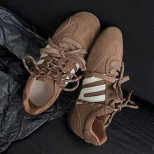 Women's Comfortable Lightweight Brown Flat Non-Slip Outdoor Sports Casual PU Material - Brown - View 3