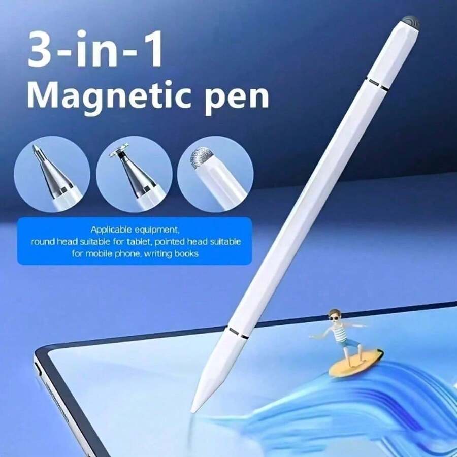 Bút cảm ứng 3 trong 1, độ chính xác cao & độ nhạy cao, tương thích với tất cả máy tính bảng, tất cả điện thoại, tất cả màn hình cảm ứng, 2 màu đen/trắng, quà tặng cho bạn bè, không dùng pin