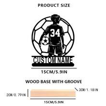1pc Customized Football Player Sign, Personalized Boy Football Decor With Wooden Stand, Unique Gift For Home, Office, Garage And Birthday Celebration, Home Decoration - Black - View 6