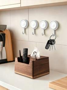 4pcs Self-Adhesive Wall Hooks, Wall Storage Hooks, Towel Hooks, Key Hooks, Towel Rack, Key Rack, Coat Rack, Wall-Mounted Storage Hooks, Bathroom Hooks, Kitchen Utensil Storage, Drill-Free Hooks, Waterproof Hooks, Bathrobe Hooks, Room Decoration, Home Decor, Heavy-Duty Self-Adhesive Hooks, Waterproof, Oil-Resistant, Suitable For Bathroom Shower, Kitchen, Strong Adhesive Hooks, Behind-Door Hooks, Multi-Function Storage Rack, Seamless Wall Hooks, Rust-Proof, Suitable For Home Life, Perfect For Kitchen And Bathroom, Living Room - Multicolor - View 3