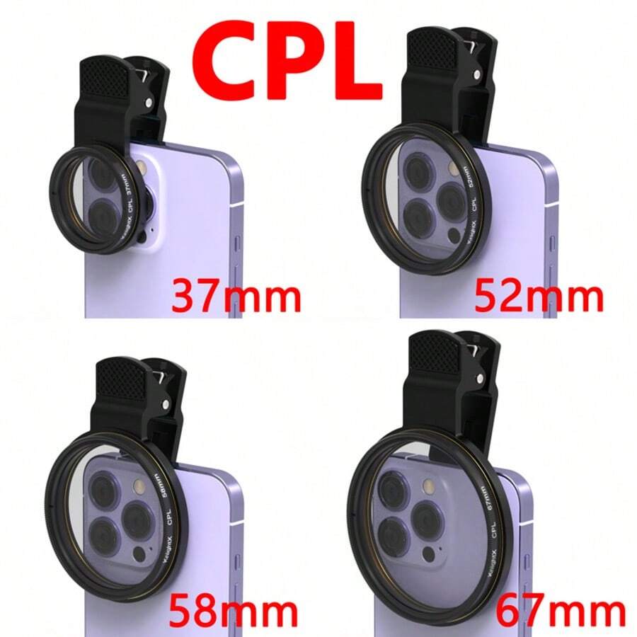 KnightX 37mm 52mm 58mm 67mm Clamp Phone Holder Clip CPL For Camera All Smartphones Mobile Phone Ultra-Slim,Circular Polarizer For Shooting Scenery Photos Reduces Glare