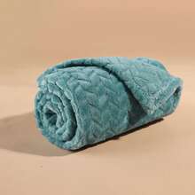 1pc Solid Color Flannel Throw Blanket, 280gsm Soft Comfortable Pineapple Grid Office Nap Blanket, Multiple Colors, Size 70cm*100cm - Mint Blue - View 12