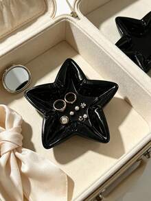 3D Printed Star Pleated Jewelry Tray, Ins Style Five-Pointed Star Ring & Earring Storage Dish, Desktop Decor Ornament, Gentle Style, Suitable For Vanity, Bedside Table, Makeup Desk, Both Storage Tray And Exquisite Desktop Soft Decoration - Multicolor - View 3