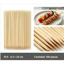 Brochetas de Bambú Natural para BBQ, 100 Piezas de Palitos de Madera Desechables para Asar Carne, Frutas y Verduras - 12296 - Ver 8