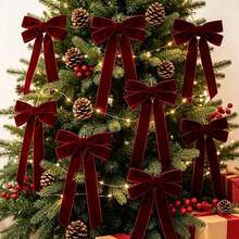 1/5/10/20/30pcs Burgundy Christmas Tree Bows, Holiday Gift Bows, Suitable For Holiday Wreaths, Decorations And Rustic Crafts, Perfect For Valentine's Day, Wedding Decor, Gift Wrapping And Hair Clip Headband DIY Projects - Burgundy - View 3