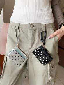 Polka Dot Mini Coin Purse, Fashionable PU Small Wallet, Card Holder, ID Card Storage Bag, Detachable Multi-Layer Ultra-Thin Polka Dot Organizer - Multicolor - View 7