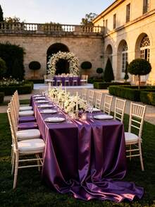 1pc Satin Rectangular Tablecloth, Smooth Fabric Tablecloth Suitable For Wedding, Party, Birthday Table Decoration, 57.09" X 104.33" (Approx. 145 X 265cm), Multi-Color - Multicolor - View 15